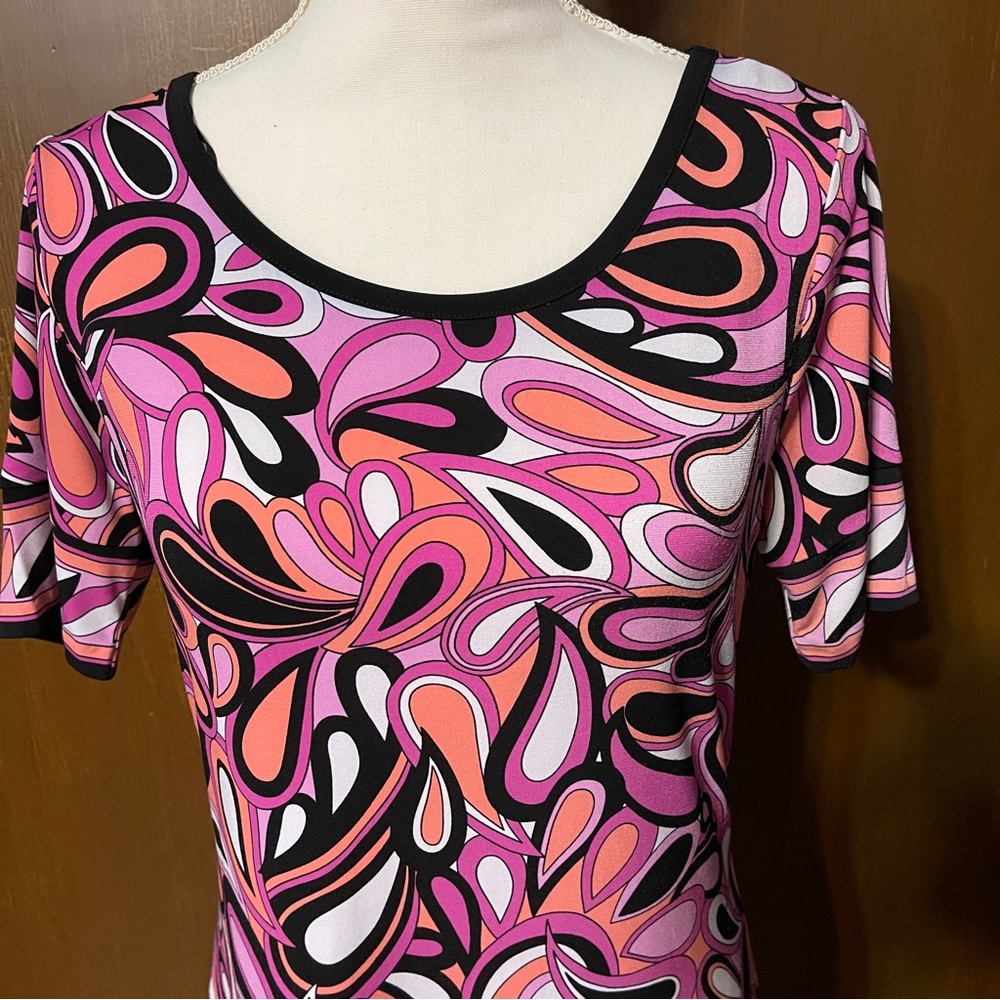 Michael Kors Pink and Black Abstract Midi Dress - Picture 2 of 5